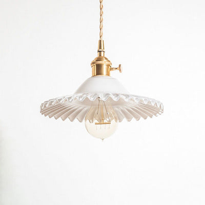 European Vintage Rustic Glass Copper 1-Light Pendant Light