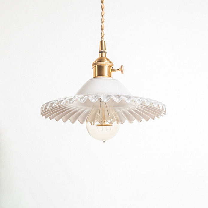 European Vintage Rustic Glass Copper 1-Light Pendant Light