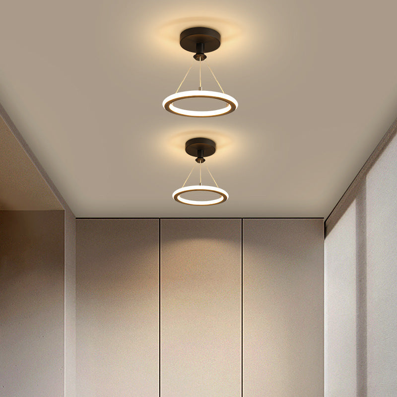 Modern Simplicity Aluminum Circle Strip LED Semi-Flush Mount Ceiling Light For Hallway