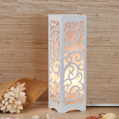 Modern Creative Hollow Carved Square Column 1-Light Table Lamp