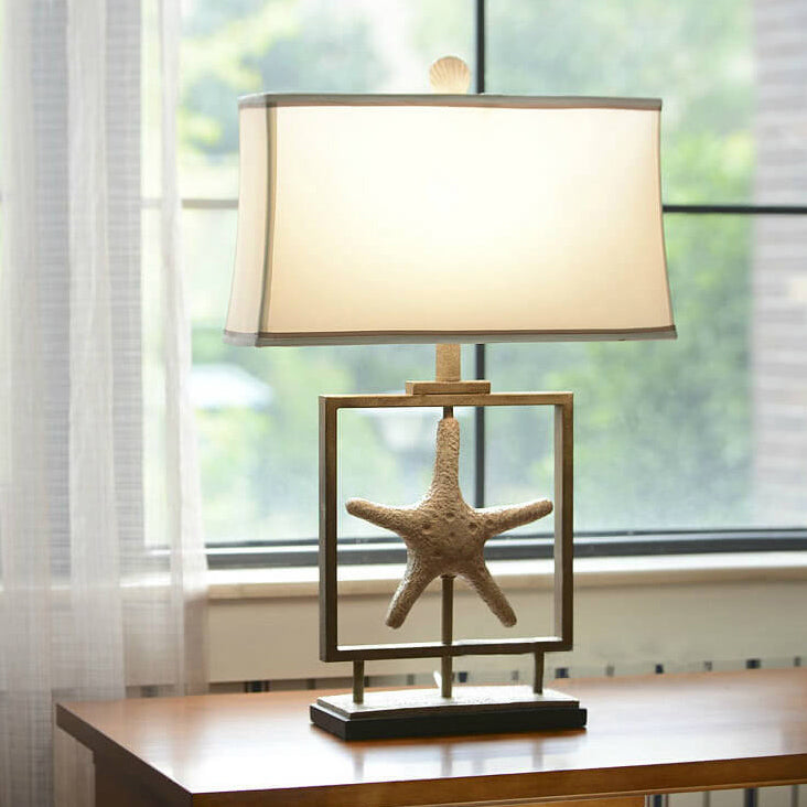 Vintage Fabric Marine Starfish Base 1-Light Table Lamp