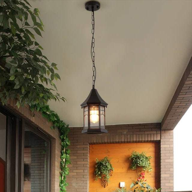 Lámpara de araña colgante para isla de 1/3 luces con jaula hexagonal vintage tradicional de aluminio y vidrio para sala de estar 