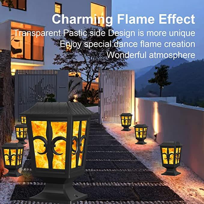 Modern Simplicity Outdoor Solar Flame Blinking Lantern LED Waterproof Garden Decorative Landscape Light For Garden