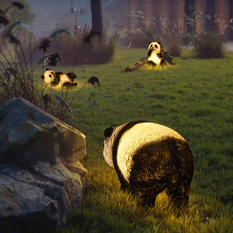 Contemporary Creative Resin Panda Animal Shape LED Lawn Landscape Light For Garden