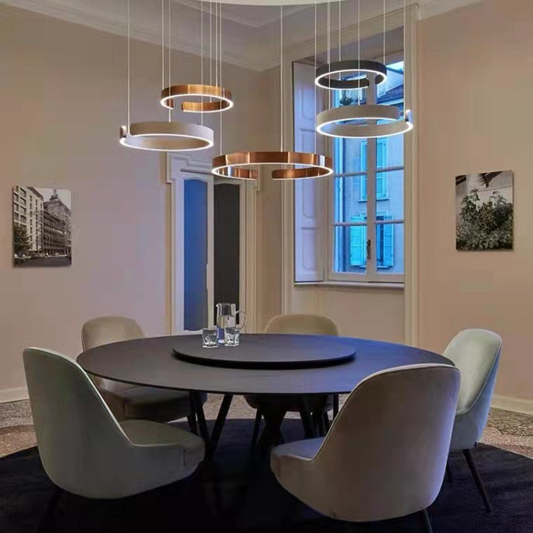 Modern Minimalist Round Stainless Steel LED Pendant Light