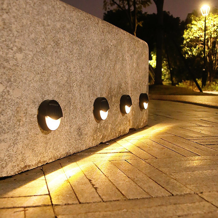 Modern Minimalist Round Square LED Outdoor Solar Waterproof Patio Step Light For Outdoor Patio