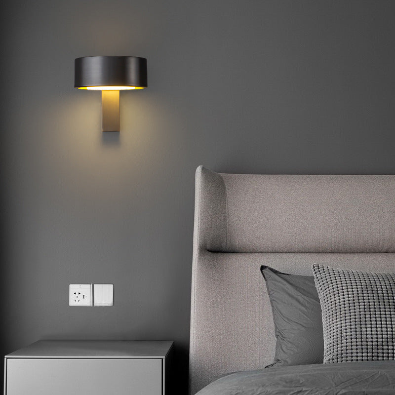 Moderne minimalistische runde Rechteck Vollkupfer Acryl LED Wandleuchte Lampe für Schlafzimmer 