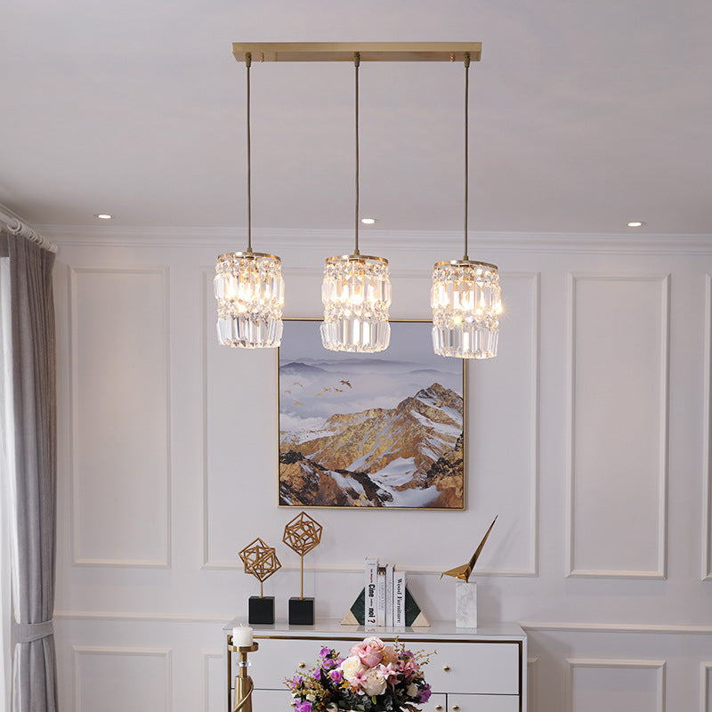 Nordic Light Luxury Full Brass Crystal 1\3-Light Chandelier