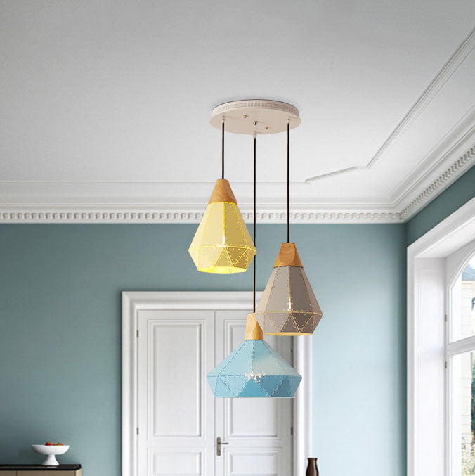 Nordic Geometry Macaron Solid Color Iron 1-Light Pendant Light