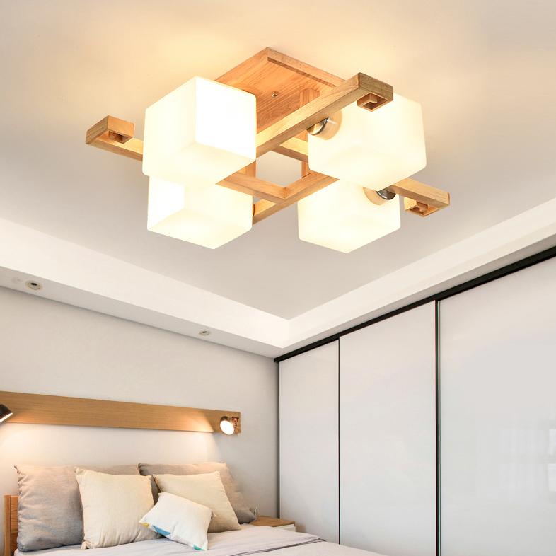 Nordic Modern Creative Solid Wood 4/5/8/9 Lights Flush Mount Ceiling Light