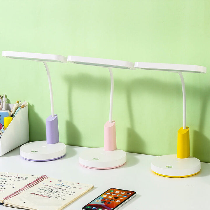 Modern Minimalist Plastic Long Shade Round Base Touch Charging LED Desk Lamp for Bedroom