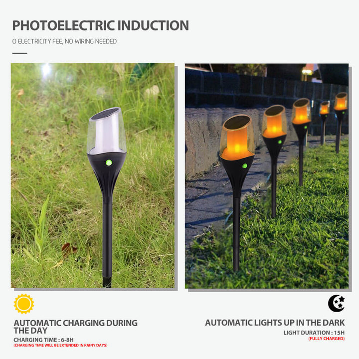 Modern Minimalist ABS PC Solar Outdoor Torch Design Waterproof LED Patio Lawn Ground Insert Landscape Light