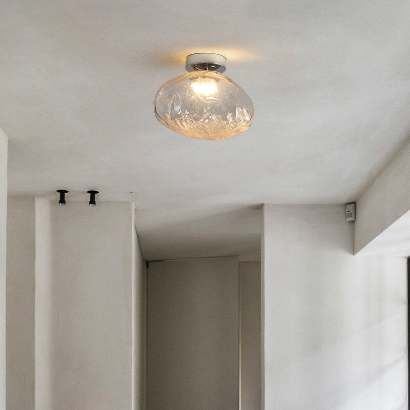 Nordic Creative Amber Glass Cloud Design LED Semi-Flush Mount Ceiling Light
