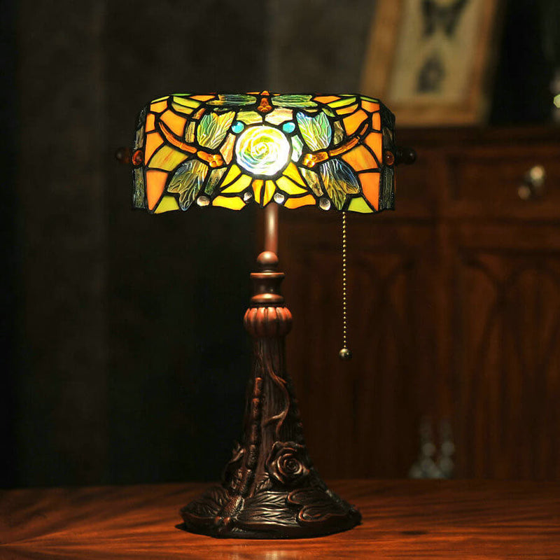 Tiffany Dragonfly Rose Glass 1-Light Table Lamp