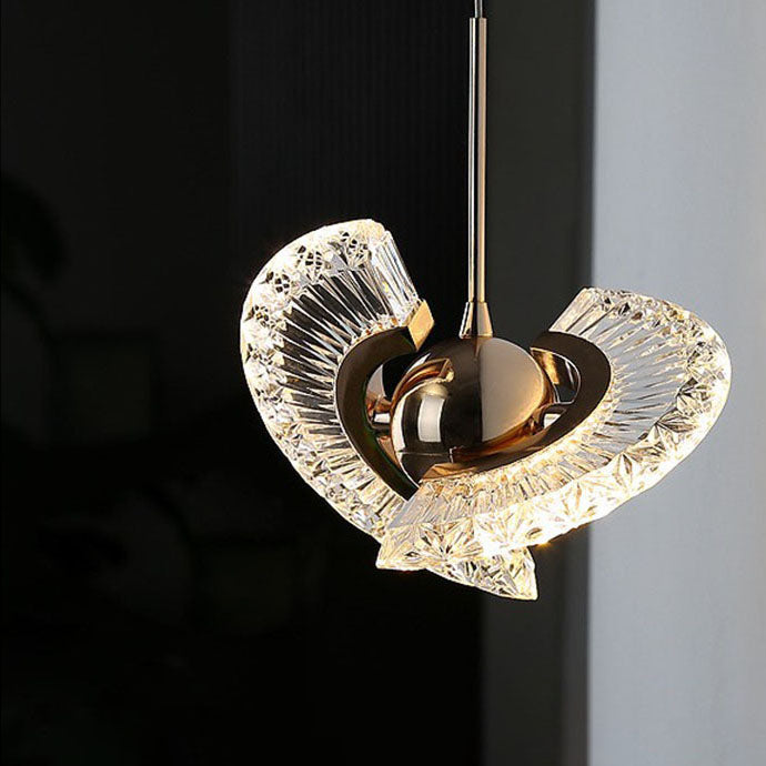 Zeitgenössische Luxus Gold Finish Rahmen Runde Schatten LED Pendelleuchte für Schlafzimmer 