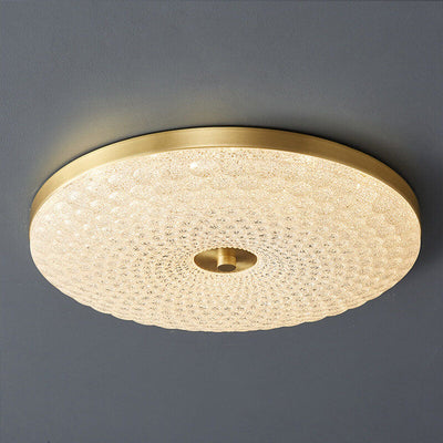 Contemporary Scandinavian Round All Copper Acrylic LED Flush Mount Ceiling Light For Bedroom