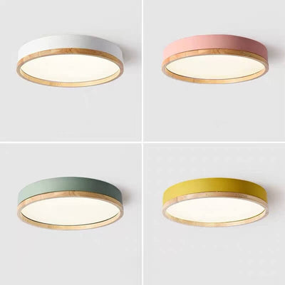 Simple Macaron Round Acrylic LED Flush Mount Ceiling Light