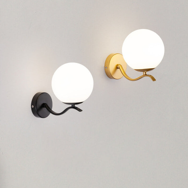 Lámpara de Aplique de Pared de 1 Luz con Pantalla Esférica de Vidrio y Soporte de Hierro de Lujo 
