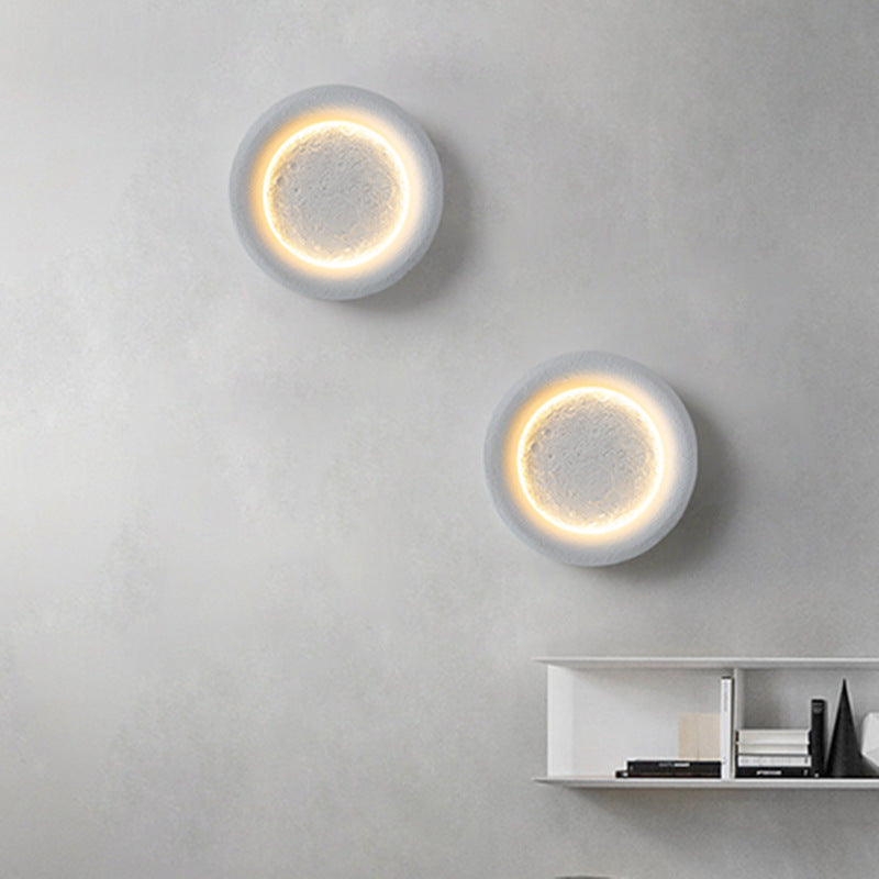 Modern Creative Moon Round Cement LED Wall Sconce Lamp