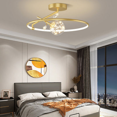 Modern Art Deco Iron Geometrical Ring Star LED Pendant Light For Living Room