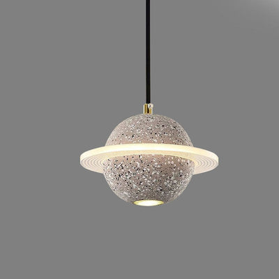 Contemporary Creative Planet Cement Acrylic LED Pendant Light For Bedroom