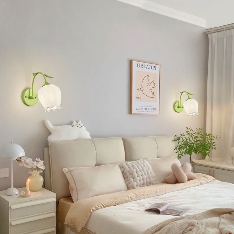Applique Murale Moderne Simplicité Fleur Fer Verre 1-Lumière Pour Chambre 