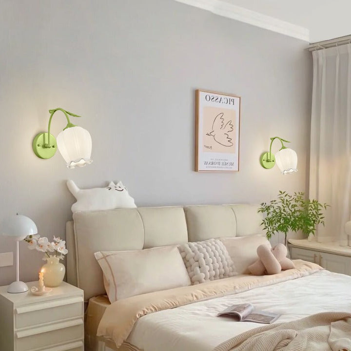 Applique Murale Moderne Simplicité Fleur Fer Verre 1-Lumière Pour Chambre 