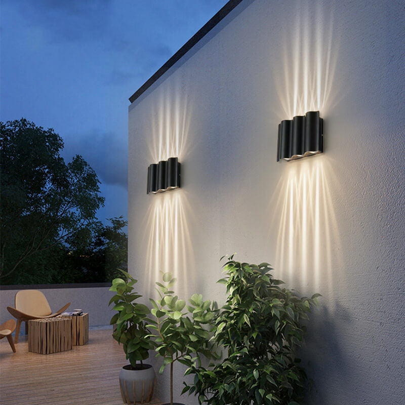 Moderne Welle Aluminium Glas Wasserdichte LED Außenwandleuchte Lampe 