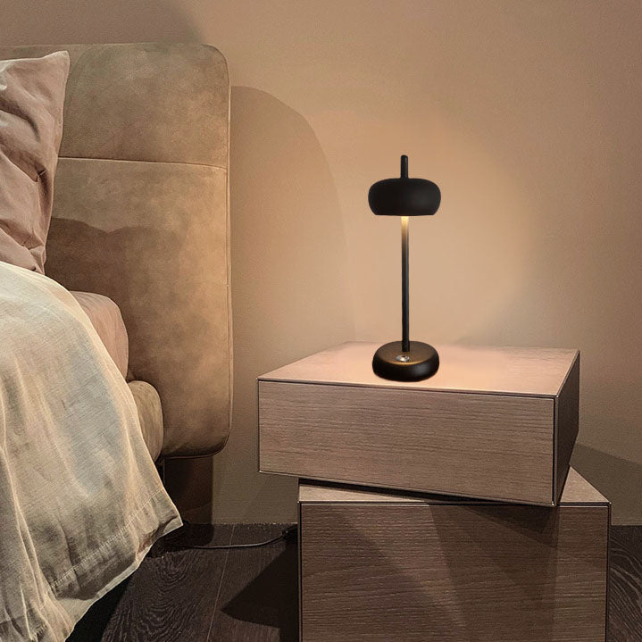 Moderne minimalistische LED-Tischlampe aus Eisen in runder Trommelform mit Touch-Funktion fürs Arbeitszimmer 