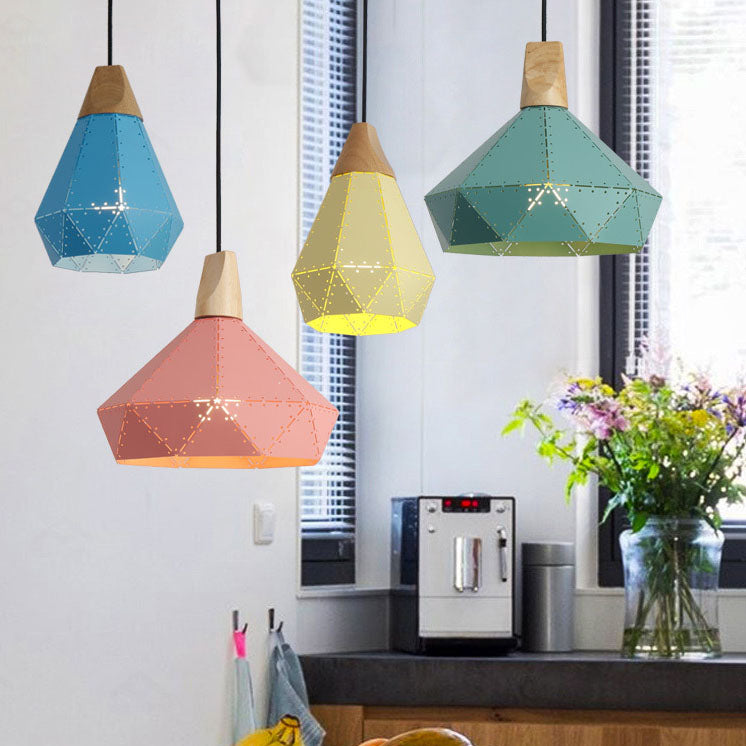 Nordic Geometry Macaron Solid Color Iron 1-Light Pendant Light