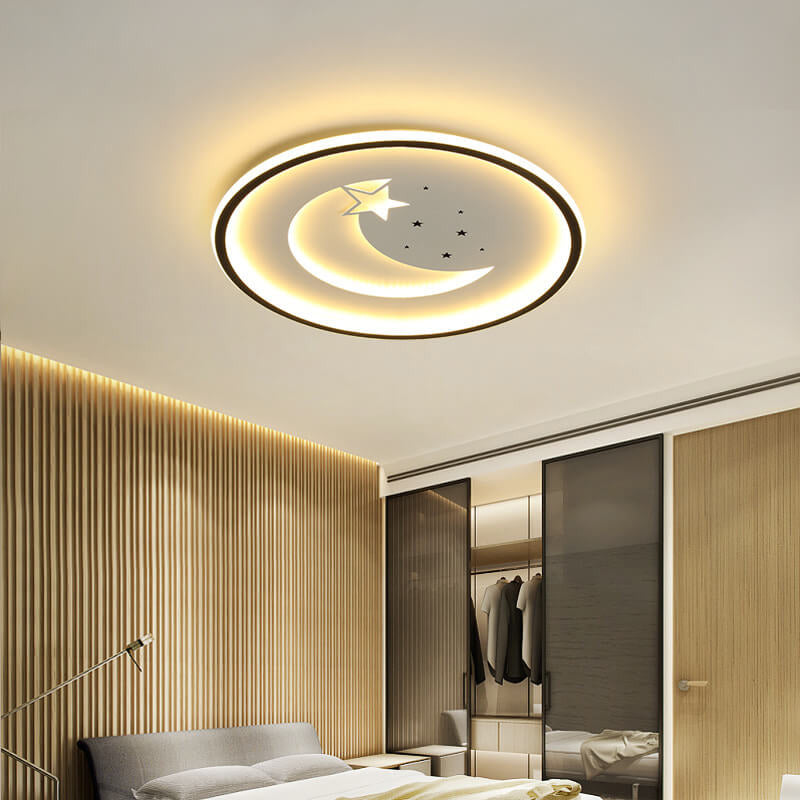 Nordic Minimalist Moon Circle Ring Slim LED Flush Mount Ceiling Light