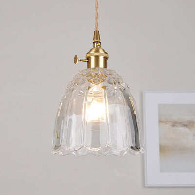 Nordic Simple Transparent Glass Lampshade Brass 1-Light Pendant Light