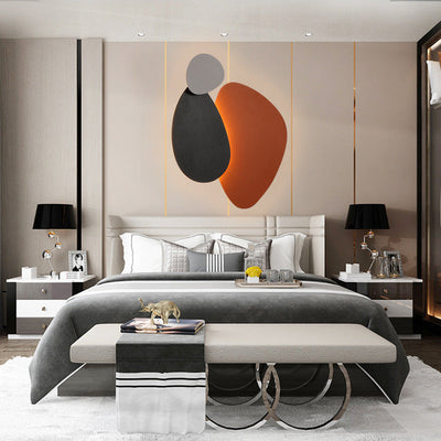 Contemporary Scandinavian Geometric Iron Round Plate Combination LED Wall Sconce Lamp For Bedroom