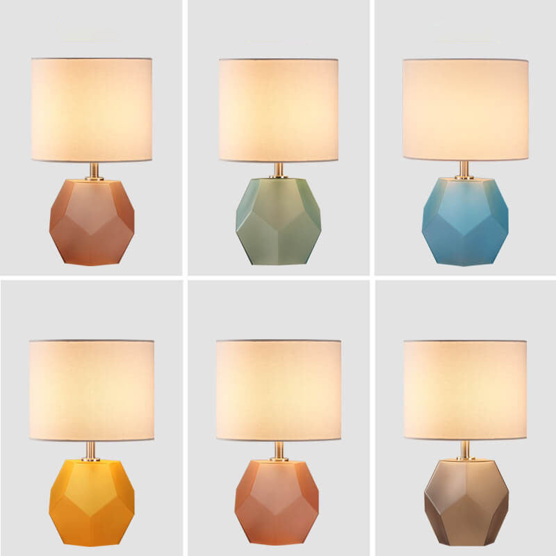 Nordic Drum Fabric Rhombus Ball Base 1-Light Table Lamp