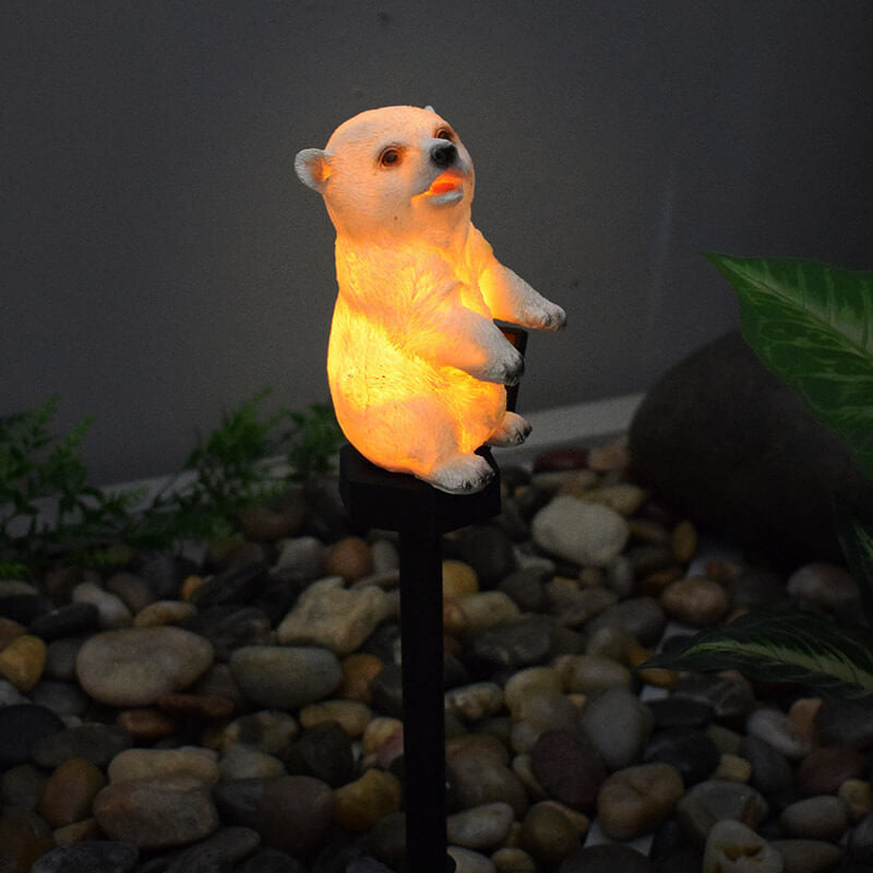 Solar Resin Bear Outdoor Lawn Ground Insert Path Light