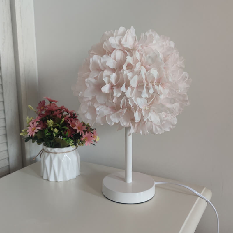Moderne kreative Stoffblumenball 1-Licht Tischlampe 
