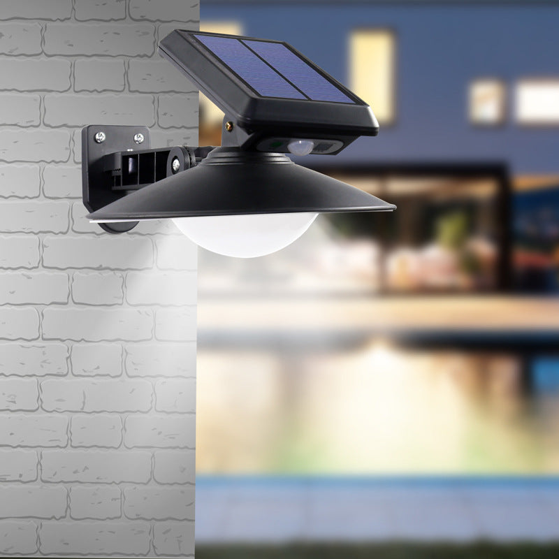 Solar Outdoor Round Cone Waterproof Patio LED Wall Sconce Lamp