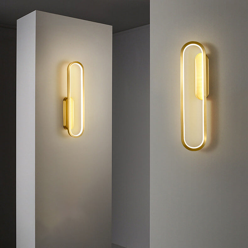 مصباح حائط LED بتصميم بيضاوي بسيط من النحاس الصناعي 