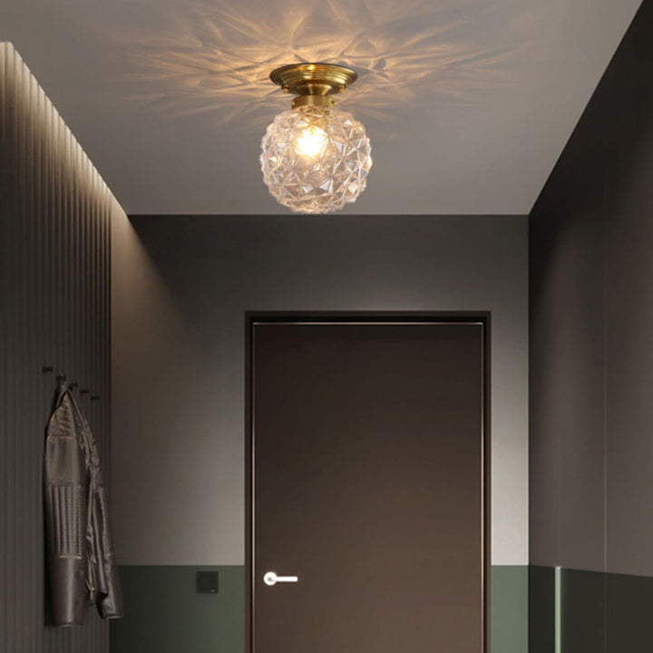 Plafonnier semi-encastré à 1 lumière en verre texturé étoile de luxe moderne 