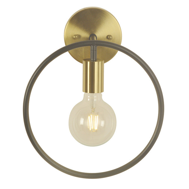 Aplique de pared contemporáneo nórdico redondo de hierro de 1 luz para sala de estar 