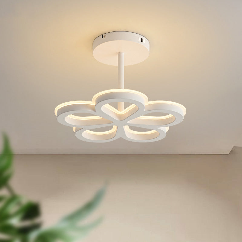 Modern Minimalist Flower Iron LED Semi-Flush Mount Light