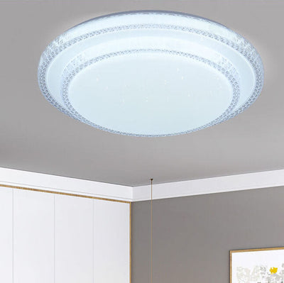 Modern Simple Round Thin Double Crystal LED Flush Mount Ceiling Light