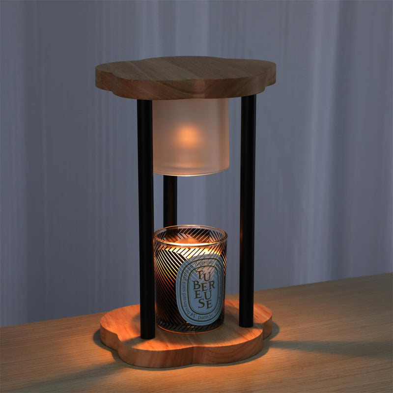 Modern Wood Flower Hollow Column 1-Light Melting Wax Table Lamp