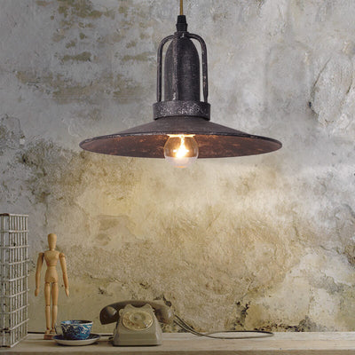 Industrial Vintage Pot Lid Iron Antique 1-Light Pendant Light