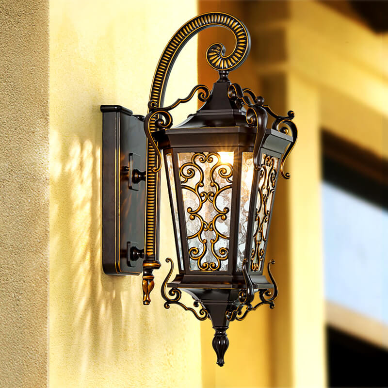 European Retro Iron Waterproof Outdoor Indoor 1-Light Wall Sconce Lamp
