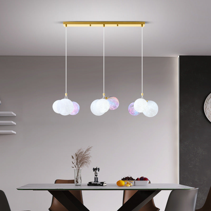 Lustre à 9 lumières en fer créatif moderne en forme de lune 