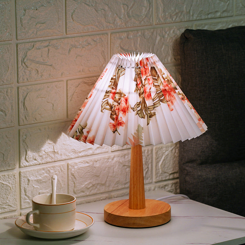 Vintage Pleated Umbrella-shaped 1-Light LED Table Lamp