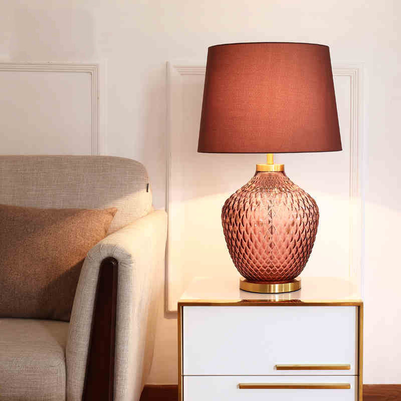 Lampe de table 1 lumière avec base en verre Lucite scandinave contemporaine pour chambre à coucher 