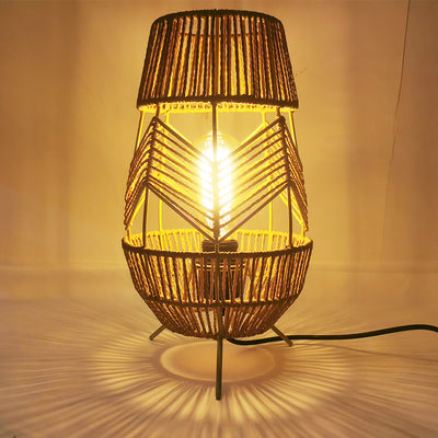 Japanese Vintage Iron Rattan Weaving 1-Light Floor Lamp