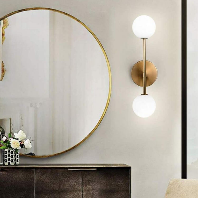 Glass Ball 2-Light  Metal bracket Globe Armed Sconce Lamp